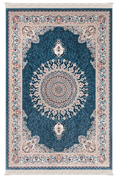 Efor Halı Amasra Mavi Halı Yumuşak Oturma Odası Salon Koridor Çocuk Odası Mutfak Makine Halısı P256d