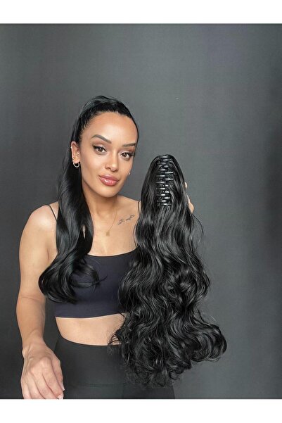 Suzan Peruk Doğal Dalgalı Tokalı Mandallı Postiş Sİyah renk