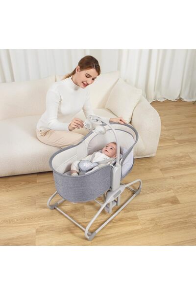 Mastela 6-in-1 Multifunctional Bed with 3-Point Harness, 3 Height Adjustment Levels, Music and Vibration Unit