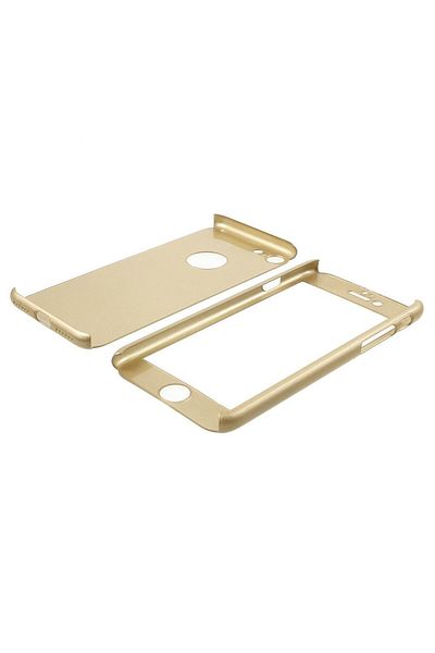 OEM Carcasă MyStyle Fullbody aurie pentru Apple iPhone 7, cu acoperire completă la 360 de grade și folie de protecție din sticlă gratuită