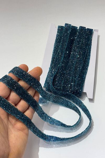 Hayalperest boncuk Indigo Blue Iron-On Stripe Stone Beads1.5 cm