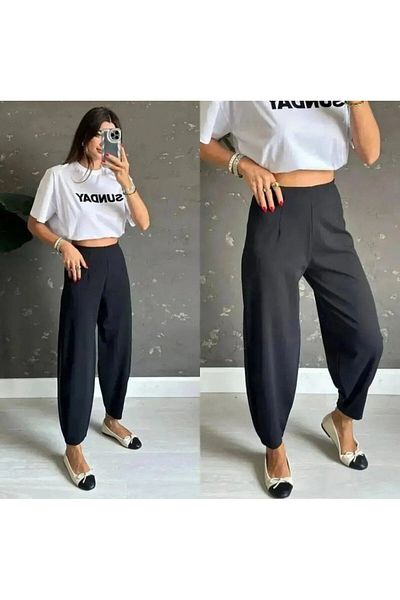 BAYAN PANTALON CREP CU TALIE ÎNALTĂ