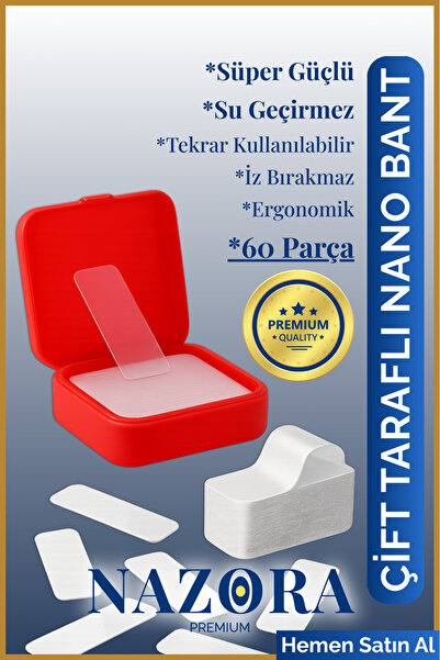 Nazora Ultra Güçlü Yapışkan Yeniden Çıkarılabilir Çok Amaçlı 60 Parça Çift Ta...