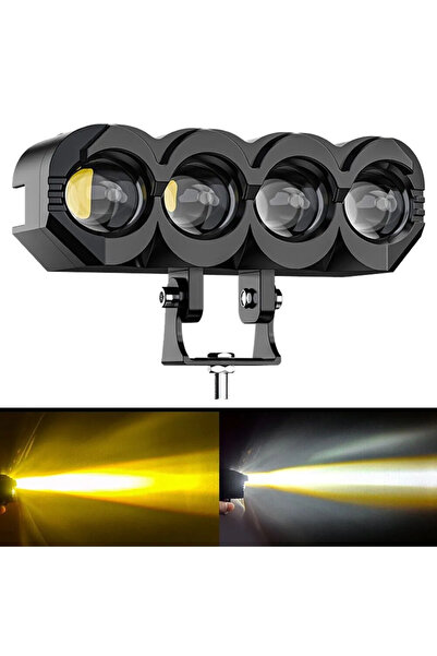 ASTRA LED 1 ADET Motosiklet 4 Led Lazer Sis Farı Delici Beyaz Sarı Çift Renk Metal Baykuş Led Işık