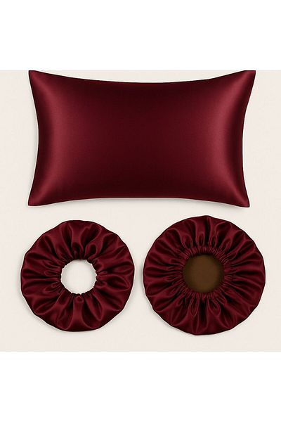 DUSK Silk Satin 50X70 cm 1 Pc Pillowcase + Double Sided Hair Cap + Hair Cap