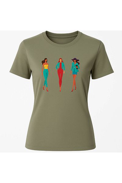 trender Three Women Print Mint Green Women's T-Shirt