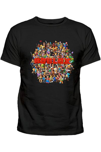 Efendioğlu Design Roblox Round Shape Characters Printed Children's Cotton T-Shirt