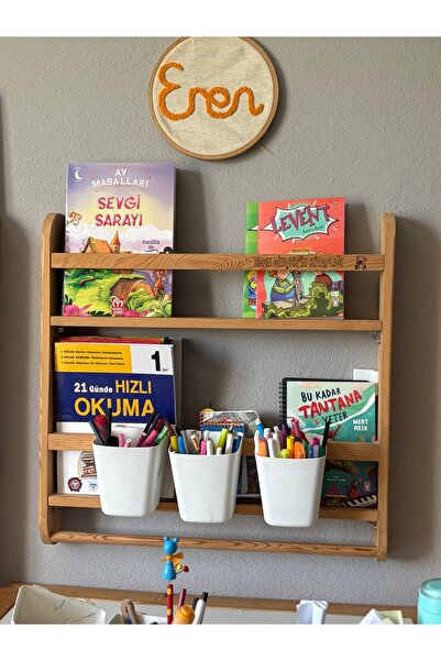 Mini Tasarım Atölyem Montessori Bookcase Wooden with 2 Shelves