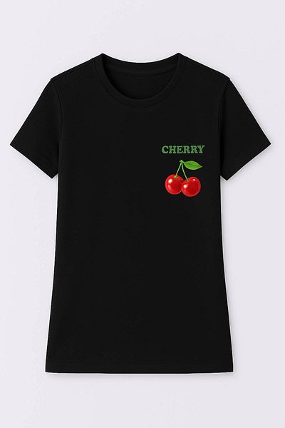 trender Tricou negru pentru femei Cherry Print Model 3