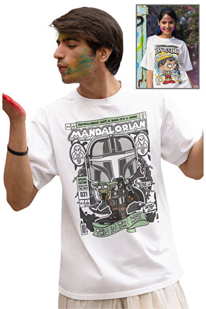 Fuddy Moda تي شيرت مصغر بطبعة حرب النجوم الماندالوريان، تي شيرت مطبوع عليه سل...