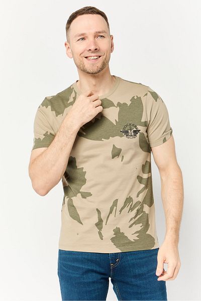 Dockers Men Crew Neck Short Sleeve Camouflage Print T Shirt, Multicolor