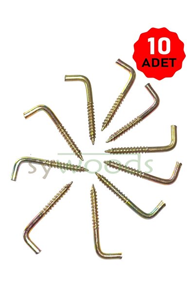 sywoods 10 adet L kanca askı 4 cm vida no 4 askı şofben montaj vidası anahtarlık bijuteri