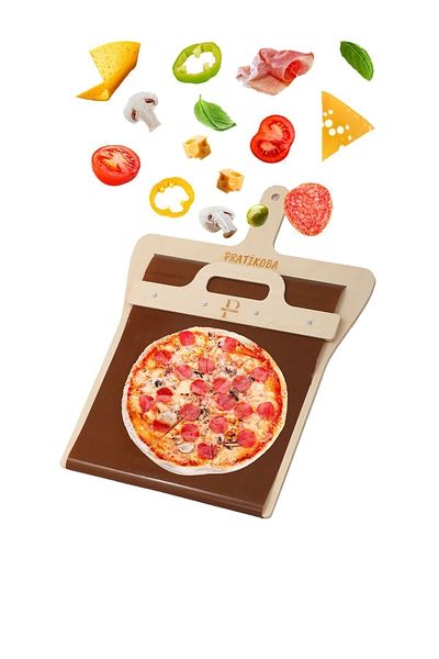 PRATİKOBA Sliding (Sliding Pizza Shovel) Lahmacun Shovel Doughing Shovel