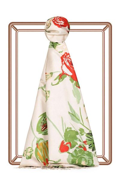 ipekevi İpekevi 5213 Göksu Sefasi Patterned Silk Shawl