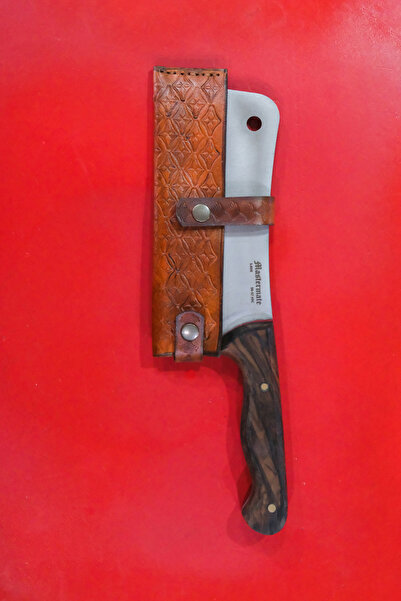 Mastermate Knives El Yapımı Zırh Satır - Paslanmaz Çelikten Satır Bıçak - Deri Kılıflı, Ceviz Ahşap Sap - İsim Yazılır