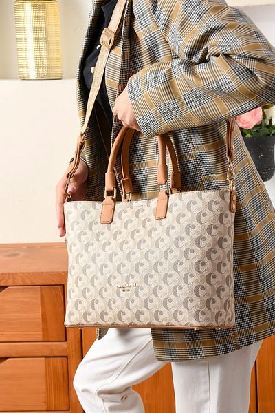 Cacharel Paris Women's 3 Compartment Long Strap Hand and Shoulder Bag Monogram