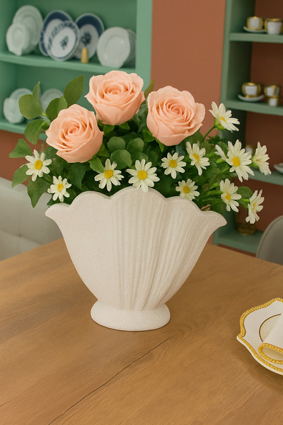 patienc İstiridye Vazo, Dekoratif Vazo, Dekoratif Biblo Midye Vazo Deniz Kabuğu Şık Tasarım