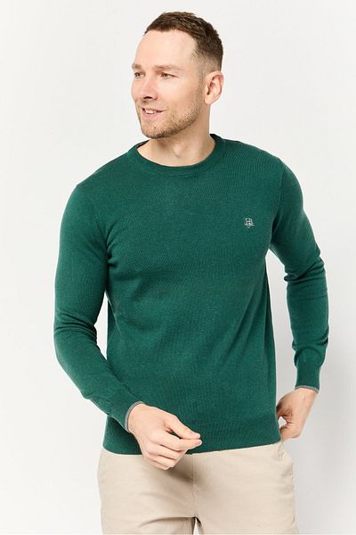 Harmont & Blaine Jeans Men Mock Neck Embroidered Logo Sweater, Green
