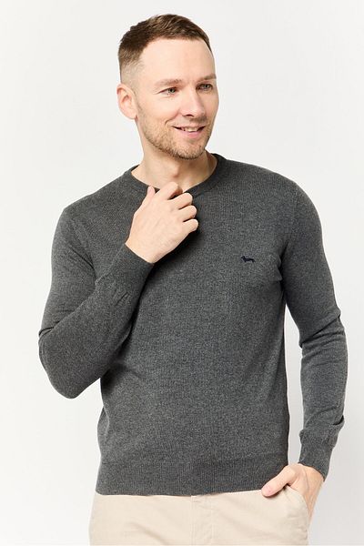 Harmont & Blaine Men Crew Neck Embroidered Logo Sweater, Grey