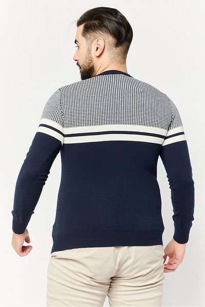 Harmont & Blaine Jeans Men Ribbed Collar Yarn Dyed Sweater, Multicolor