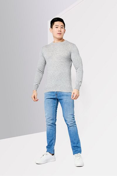 Harmont & Blaine Jeans Men Crew Neck Long Sleeve Heather Sweater, Grey