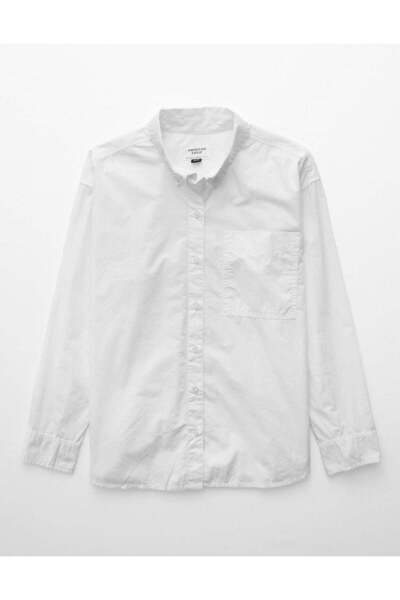 AMERICAN EAGLE قميص AE ذو الأزرار الكبيرة المثالي