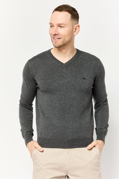 Harmont & Blaine Men Crew Neck Long Sleeves Embroidered Sweater, Grey