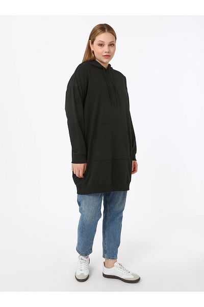 ALİA Φούτερ με κουκούλα Plus Size - Μαύρο - Alia
