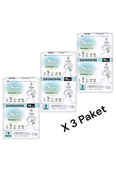 Sleepy BİO NATURAL PREMİUM PLUS+ (1 NORMAL + 2 UZUN + 3 GECE) 36 AD