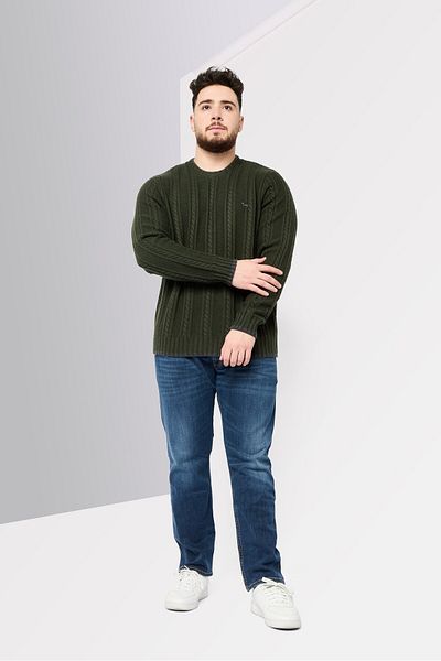 Harmont & Blaine Men Crew Neck Long Sleeve Brand Logo Sweater, Olive