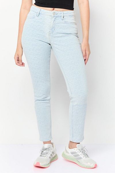 Guess Women Skinny Fit Textured Denim Jeans, Blue Wash