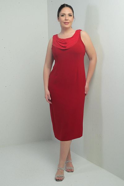 By Saygı Rochie midi din crepon de mărime mare, căptușită cu guler Degaje