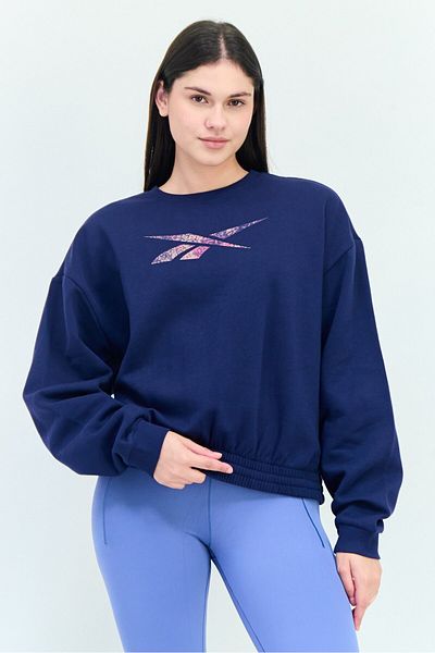 Reebok Women Sportswear Fit Long Sleeve Outdoor Sweatshirt, Navy