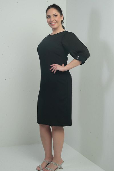 By Saygı Rochie de damă cu mâneci din șifon, căptușită cu pliuri
