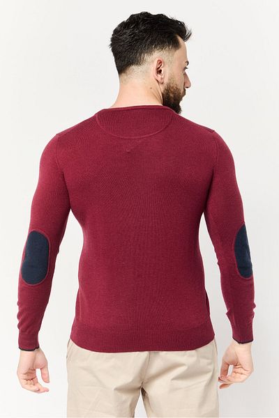 Harmont & Blaine Jeans Men Round Neck Embroidered Logo Sweater, Maroon