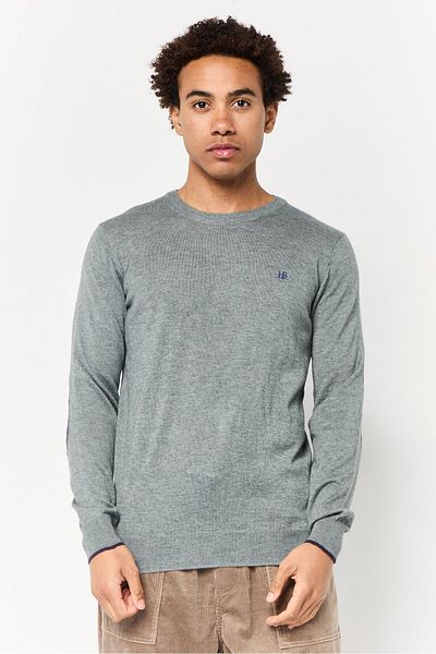 Harmont & Blaine Jeans Men Crew Neck Embroidered Logo Sweater, Grey