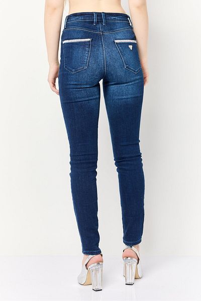 Guess Women Skiiny Fit High Rise Solid Denim Jeans, Navy