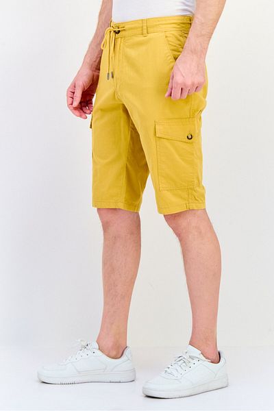 DeFacto Men Solid Cargo Shorts, Mustard