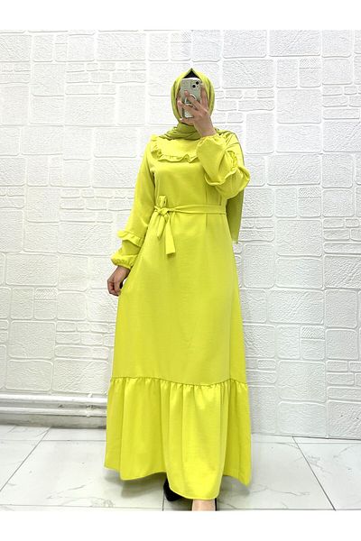 Zeynep Butik Aerobin Fabric Frilly Dress 1686