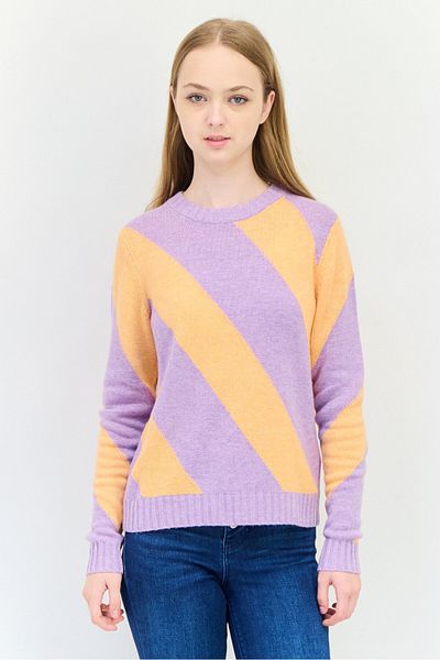 Esprit Women Round Neck Stripe Sweater, Multicolor