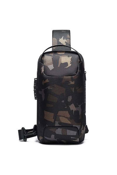 BANGE Crossbody backpack, splash-proof, anti-theft pocket, TSA lock and USB port, BANGE, Army