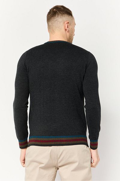 Harmont & Blaine Jeans Men Crew Neck Embroidered Logo Sweater, Dark Grey