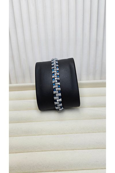 AURA Men's Hematite Stone Macrame Bracelet Double Row