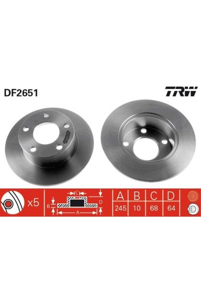 TRW Disc de frână spate-245x10 5×112 (vw Passat 97-05 Audi A6 95-05 Skoda Sup...