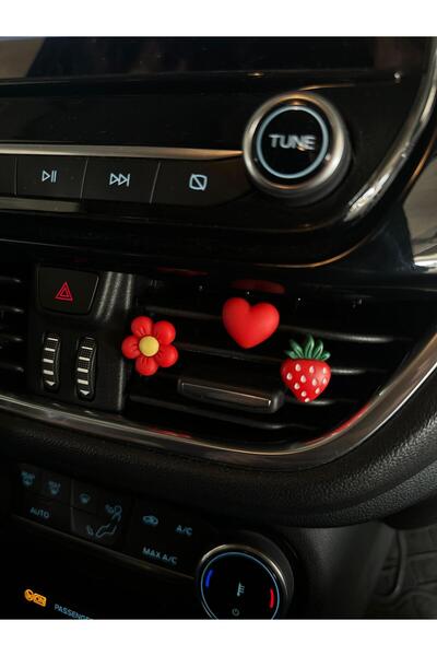 Çiçek Antalya زينة مكيف هواء السيارة، ملحقات السيارة، مجموعة من 3 قطع مع زخارف داخلية على شكل زهرة وقلب وفراولة