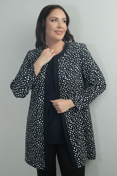 By Saygı Costum dublu de mărime mare cu broșă cu guler cu model leopard