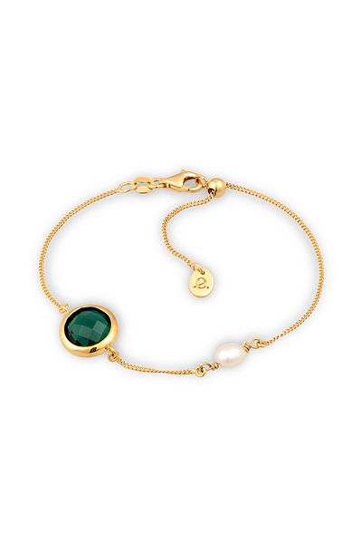 ELLI Dámský náramek, kruhový, s motivem quartzu, šachovnice, dvojité zasazení, zelený, 925 Sterling S