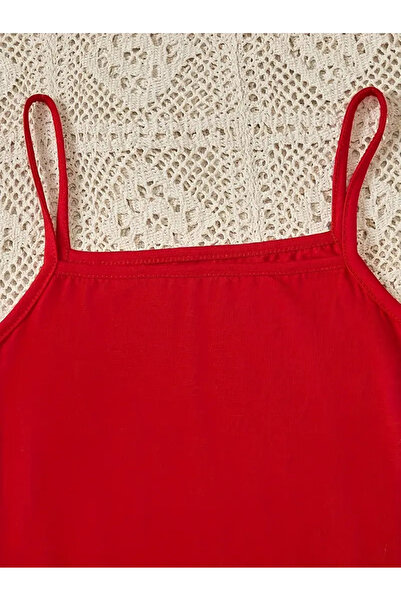 İBRE Cotton Yes Printed Top Crop White Sweat - Bottom Red Dress