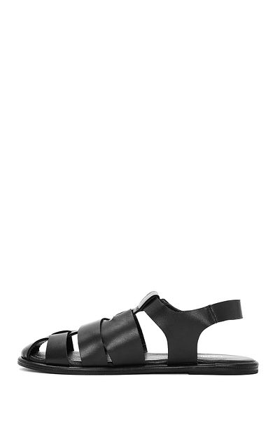 Derimod Women's Black Buckle Leather Sandals 25Sfd152718