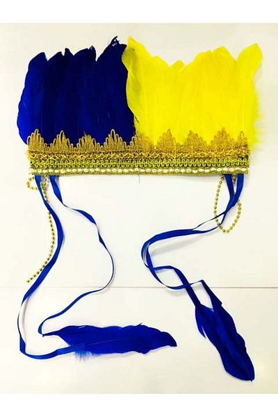 Skygo Yellow Navy Blue Feather Native American Headdress